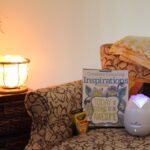 Reading-nook-with-a-gentle-glow-of-a-salt-lamp